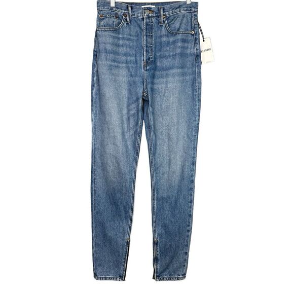 RE/DONE Jeans Sz 29 70S High Waist Skinny Boot‎ Button Fly Zipped Cuffs NWT $295 - Picture 1 of 15